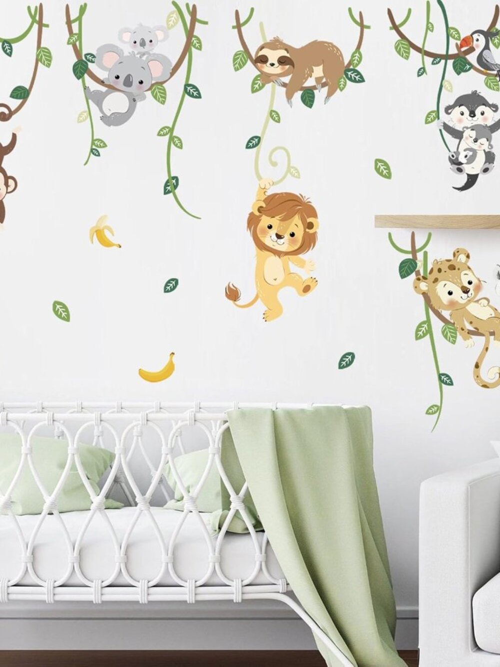 Jungle Animals Climbing Tree Lion Monkey Wall Decals Stickers